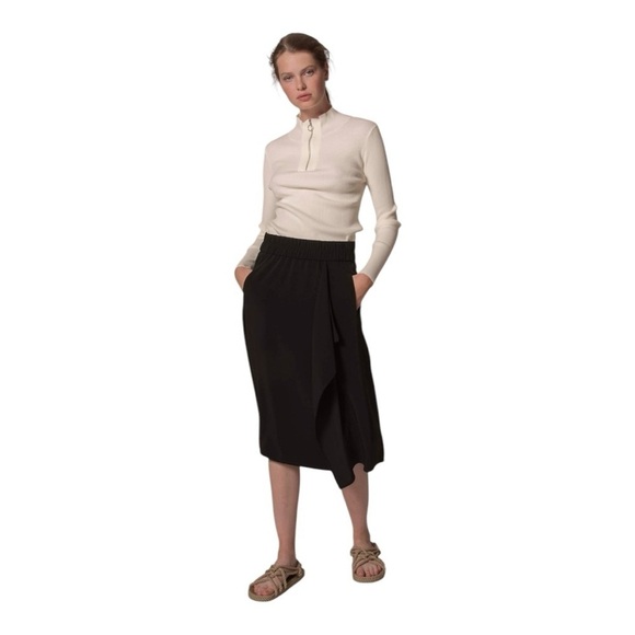 InWear Black Midi Abana Skirt - Ruffle With Split Elastic Waist - Size 8 - Picture 1 of 11